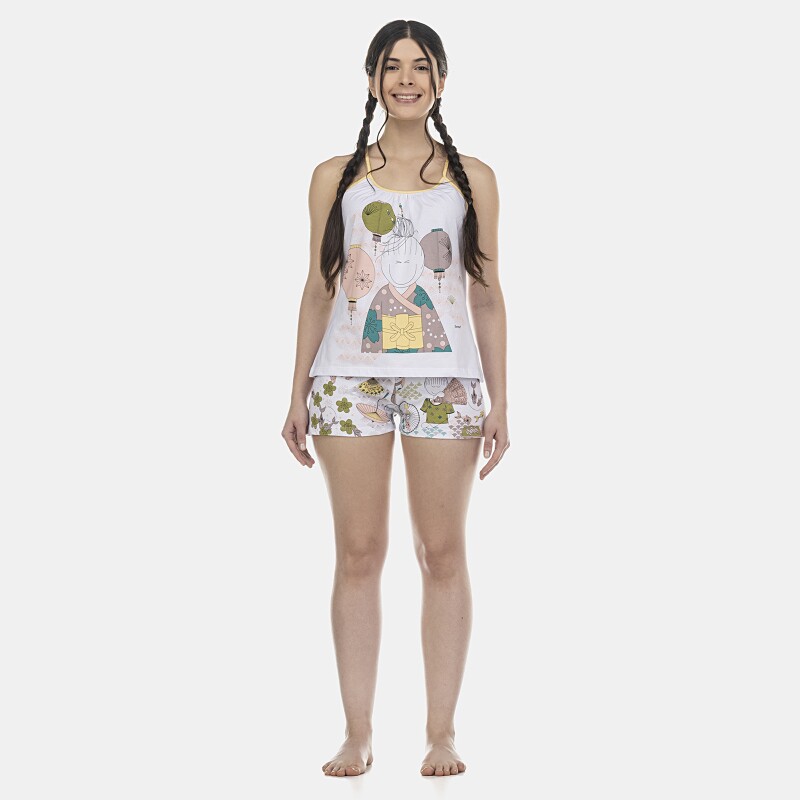 Pijama Feminino Adulto Alça e Short