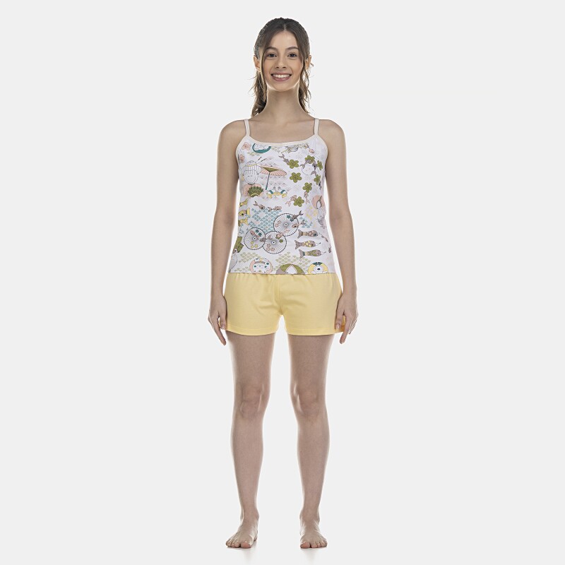 Pijama Feminino Adulto Alça e Short