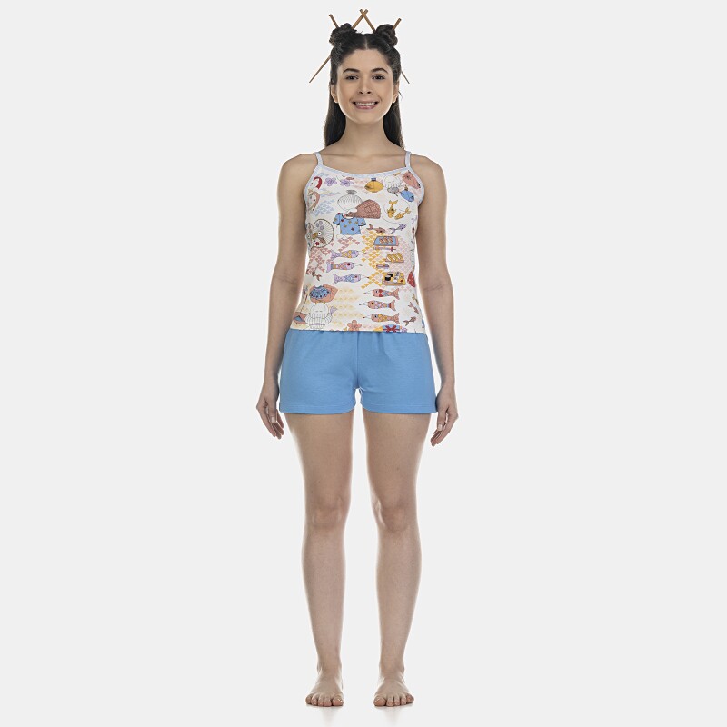 Pijama Feminino Adulto Alça e Short