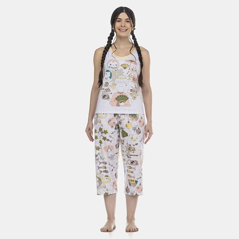 Pijama Feminino Adulto Regata e Corsário