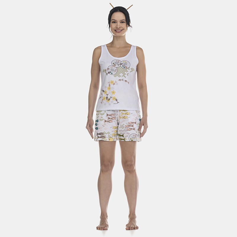 Pijama Feminino Adulto Regata e Bermuda