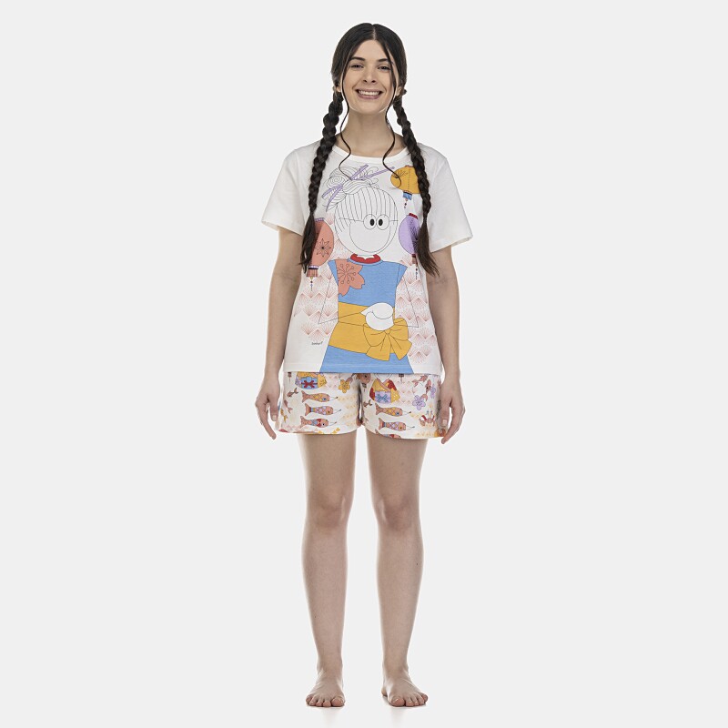 Pijama Feminino Adulto Manga Curta e Short