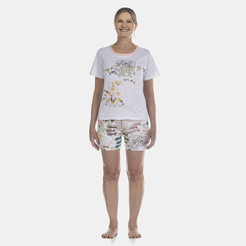 Pijama Feminino Adulto Manga Curta e Short