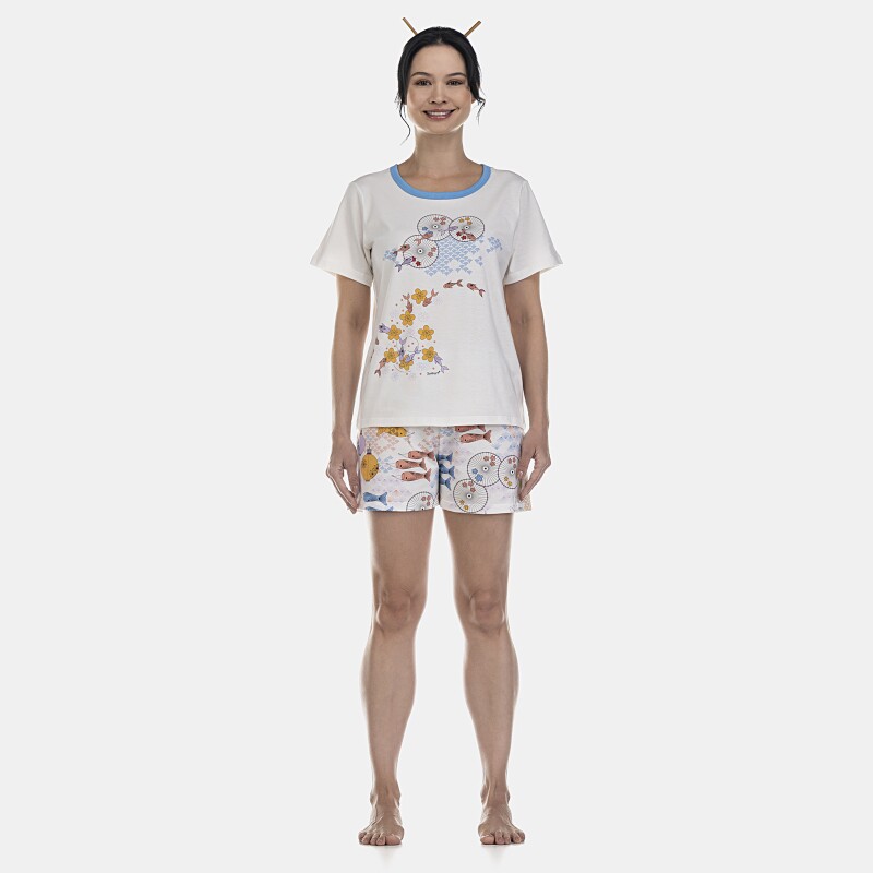 Pijama Feminino Adulto Manga Curta e Short
