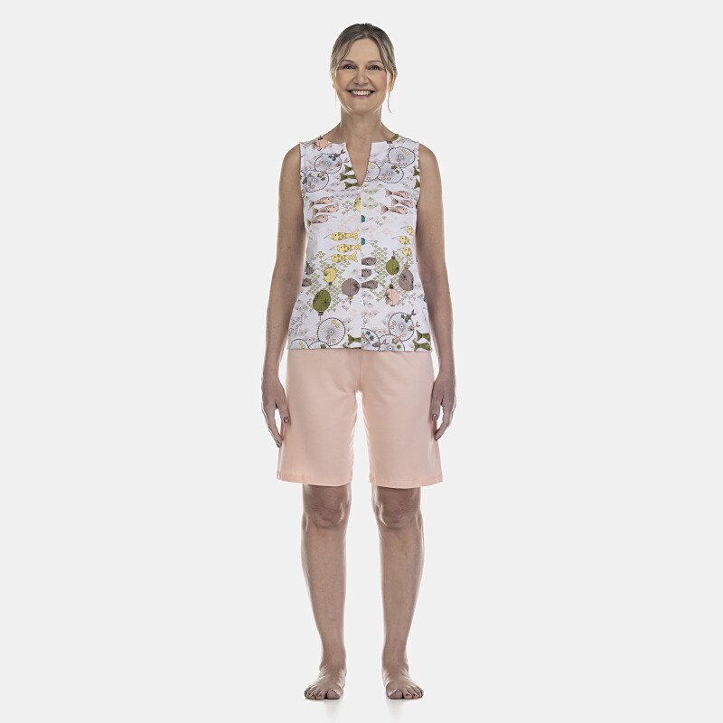 Pijama Feminino Adulto Regata e Bermuda