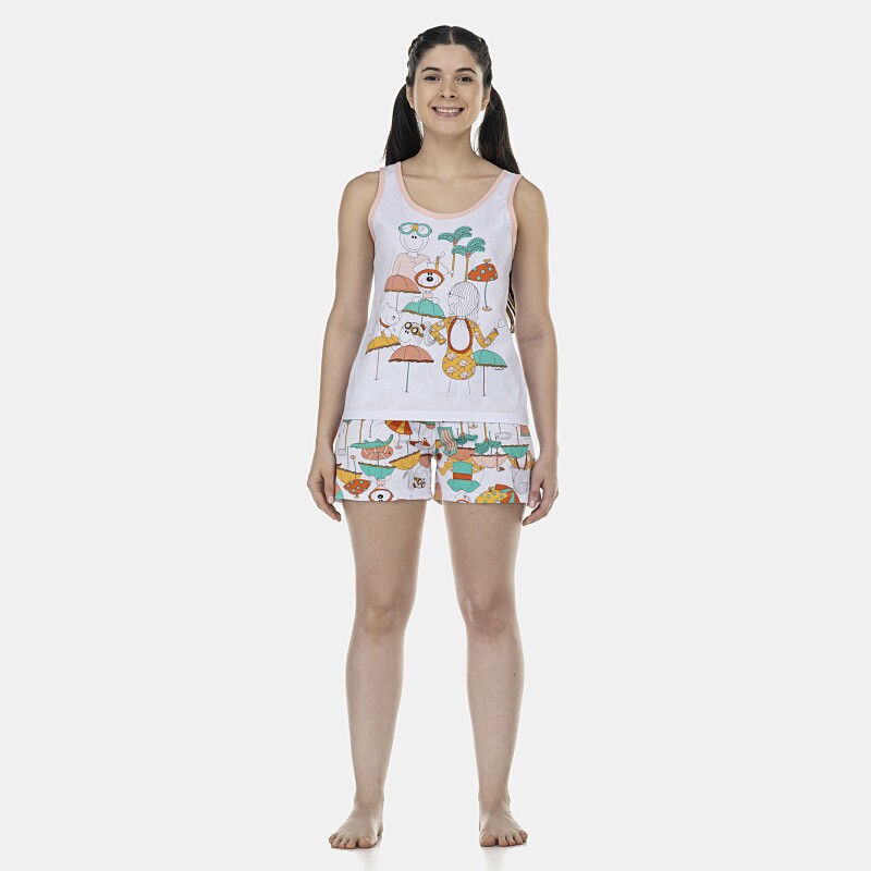 Pijama Feminino Adulto Regata e Short
