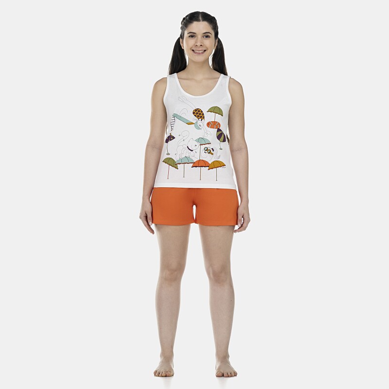 Pijama Feminino Adulto Regata e Short