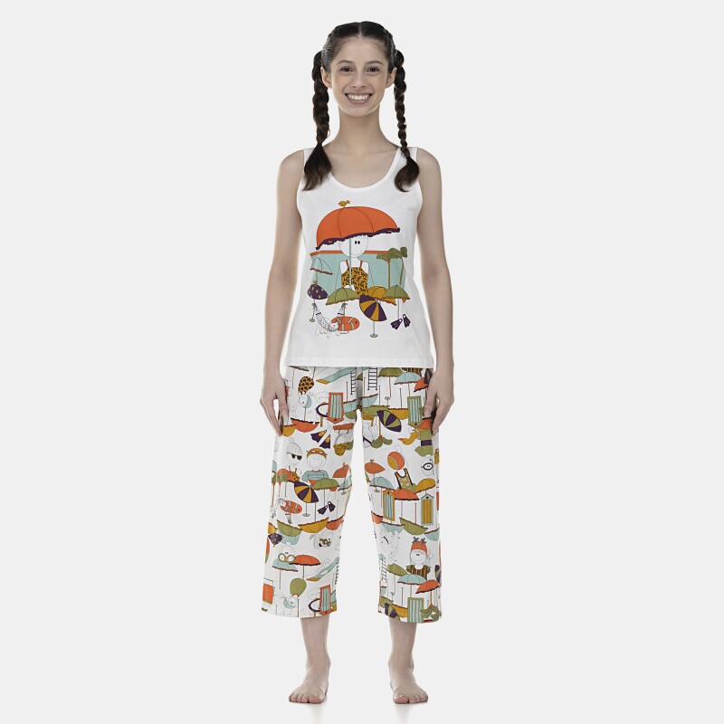 Pijama Feminino Adulto Regata e Corsário