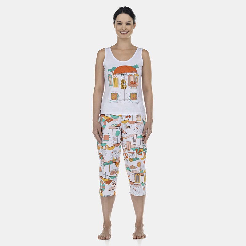 Pijama Feminino Adulto Regata e Corsário