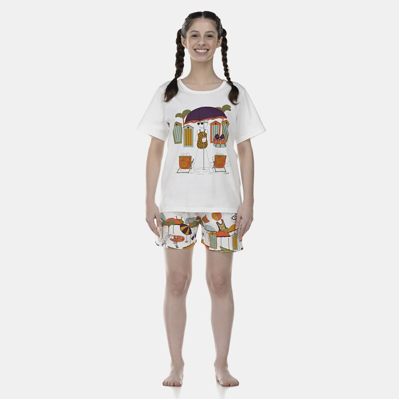 Pijama Feminino Adulto Manga Curta e Short