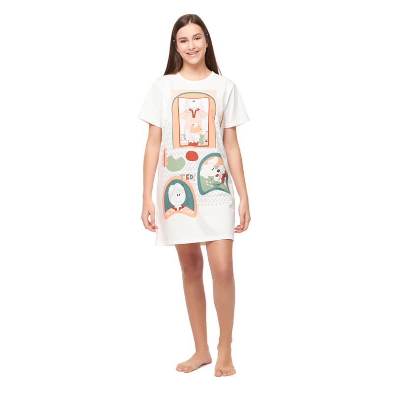 Camisão Feminino Adulto Manga Curta