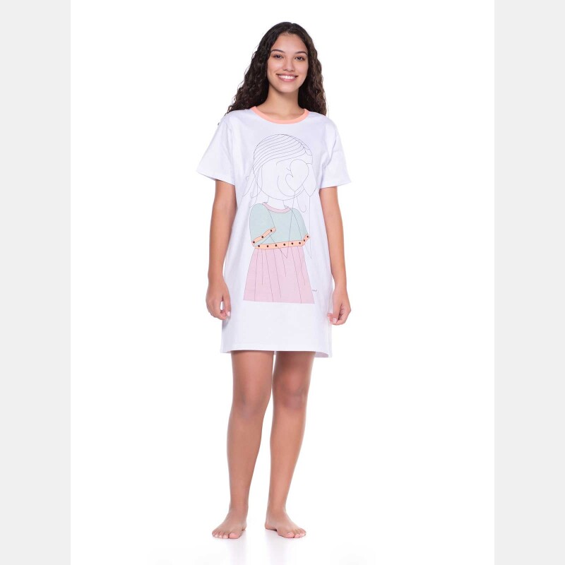 Camisão Feminino Adulto Manga Curta