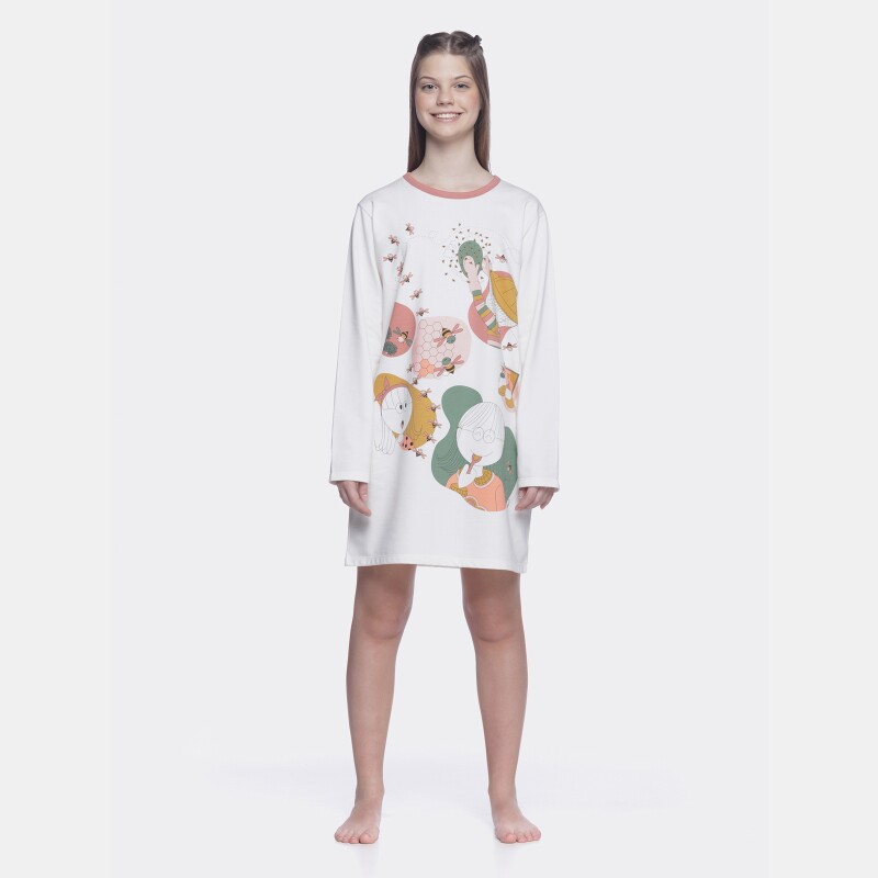 Camisão Feminino manga longa Estampa Pat e Annie