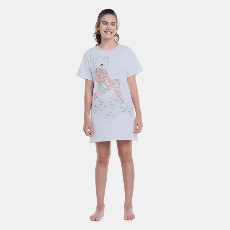 Camisão Feminino Adulto Manga Curta