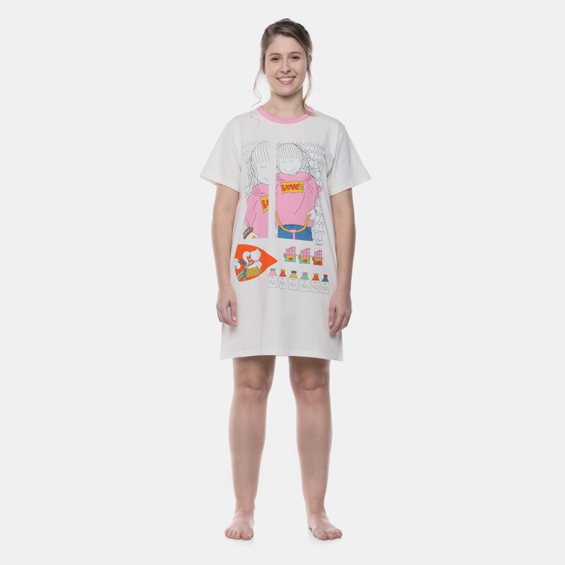 Camisão Feminino Adulto Manga Curta