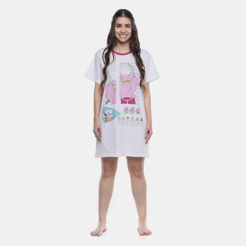 Camisão Feminino Adulto Manga Curta