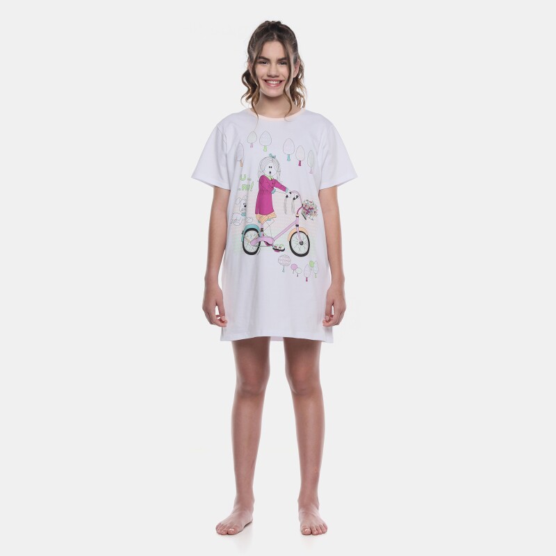 Camisão Feminino Adulto Manga Curta