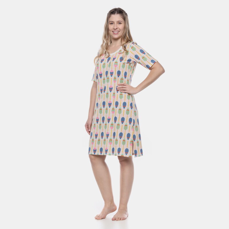 Camisão Feminino Adulto Manga Curta