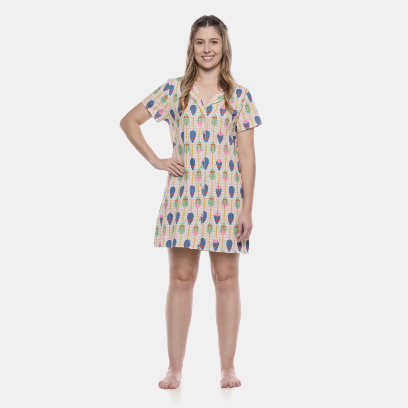 Camisão Feminino Adulto Manga Curta