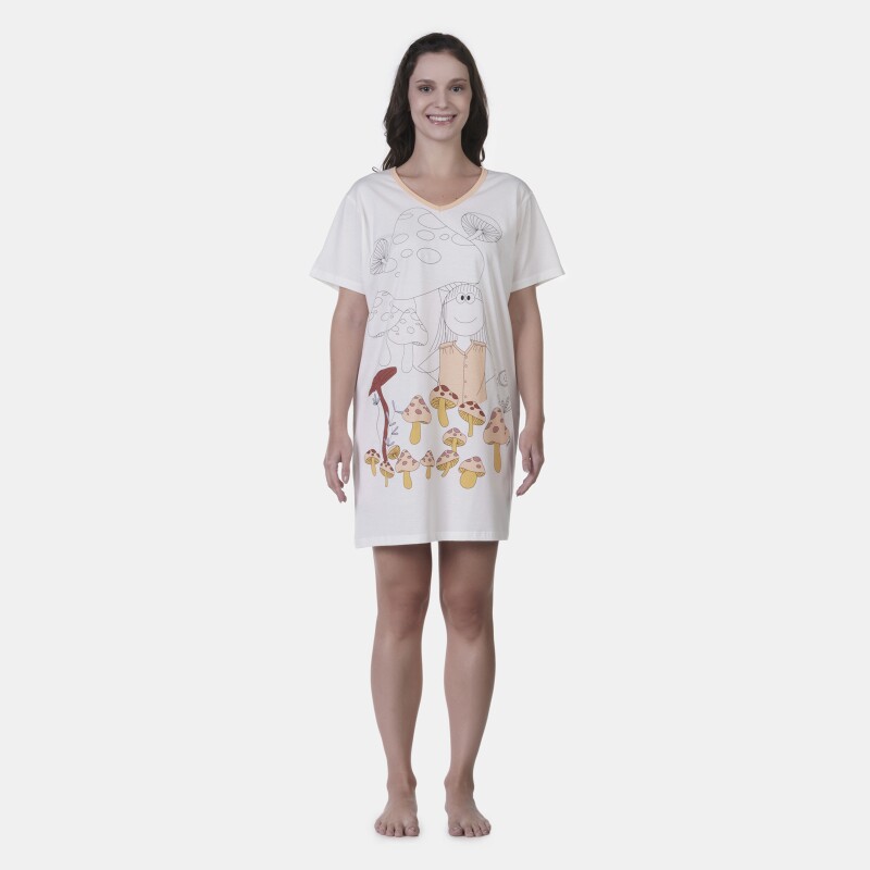 Pijama Camisão Feminino Decote V manga curta  Annie     