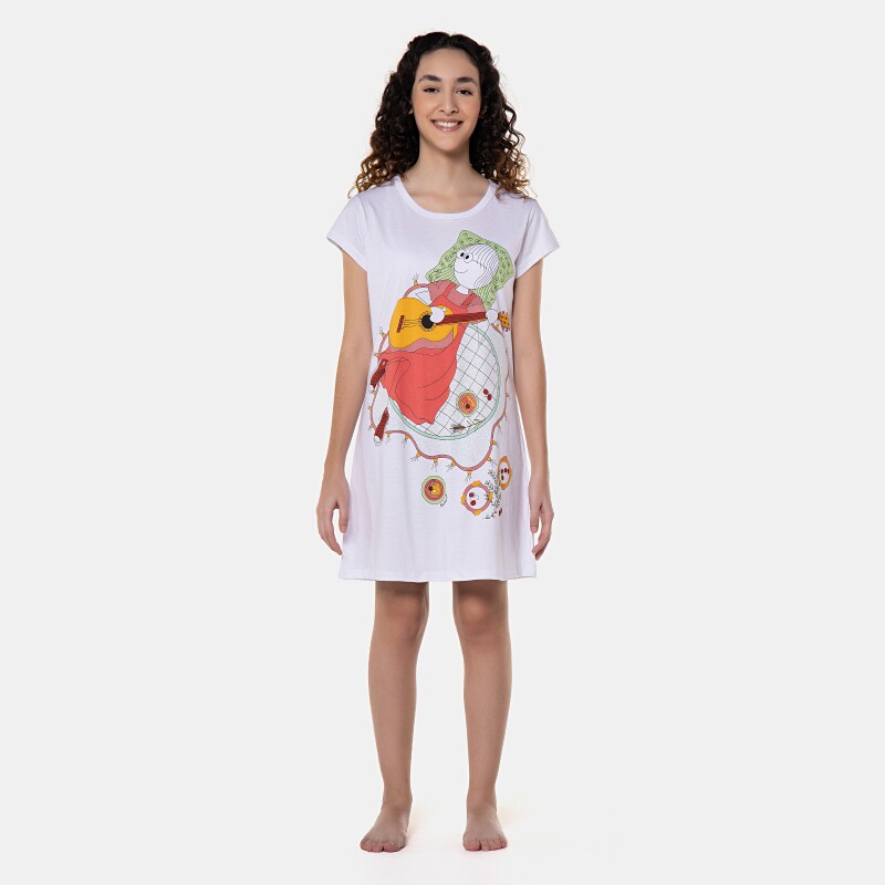 Camisão manga curta cinturado    