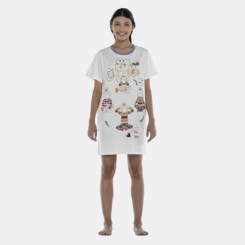 Camisão Feminino Adulto Manga Curta