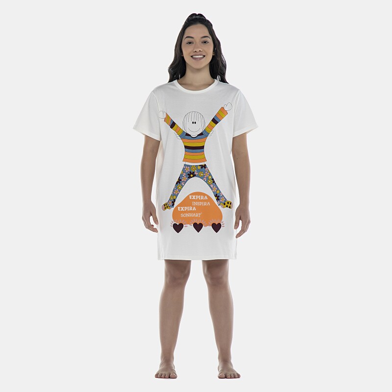 Camisão Feminino Adulto Manga Curta