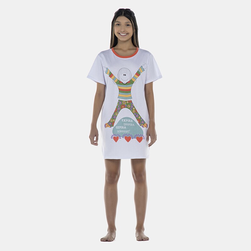 Camisão Feminino Adulto Manga Curta