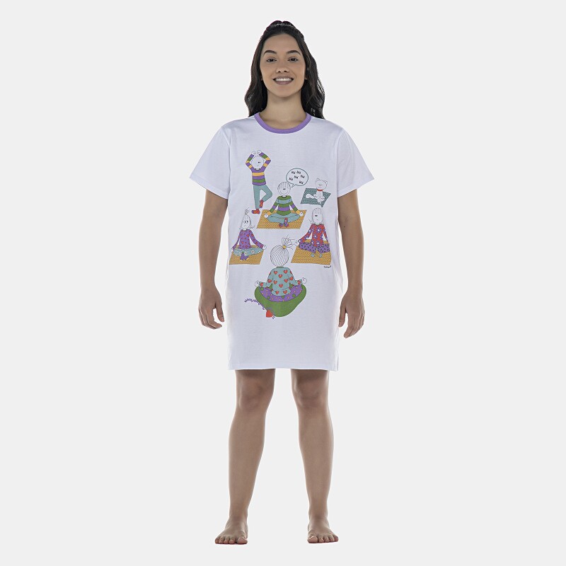 Camisão Feminino Adulto Manga Curta