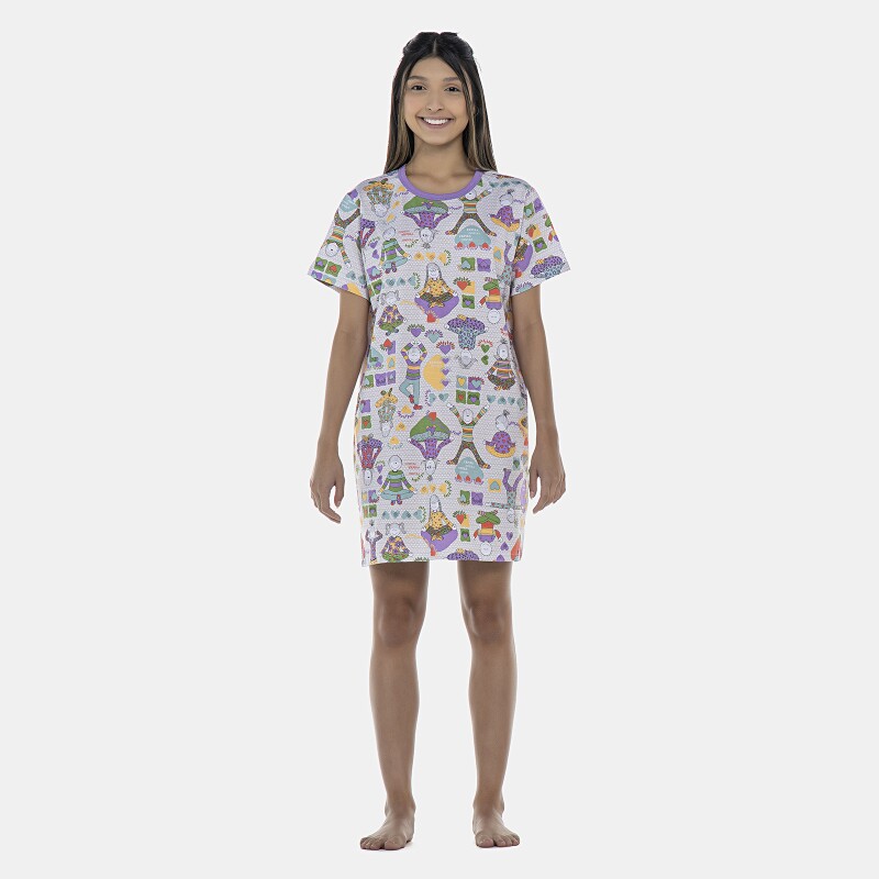 Camisão Feminino Adulto Manga Curta