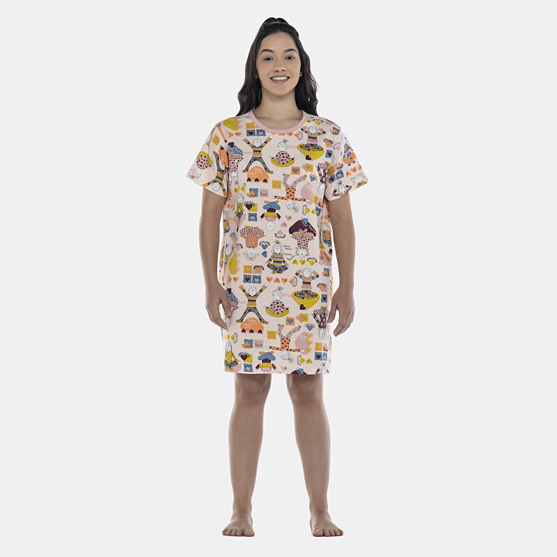 Camisão Feminino Adulto Manga Curta