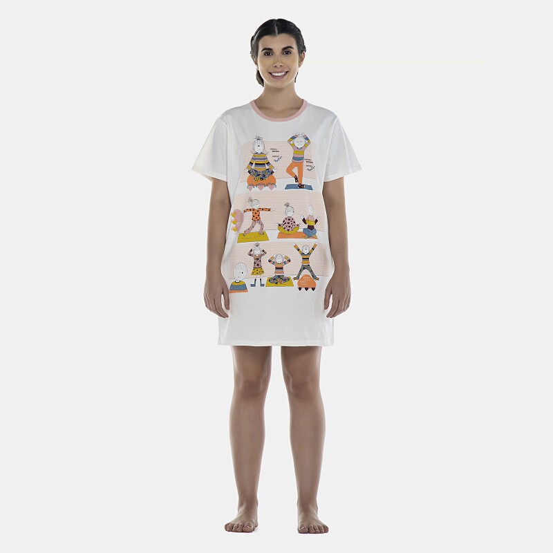 Camisão Feminino Adulto Manga Curta