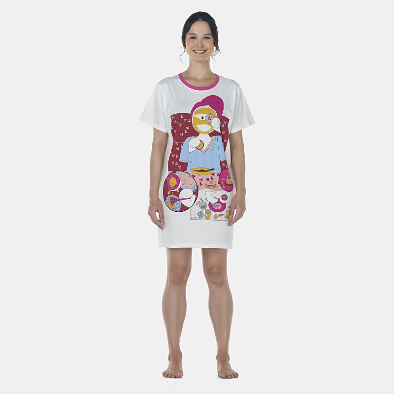 Camisão Feminino Adulto Manga Curta