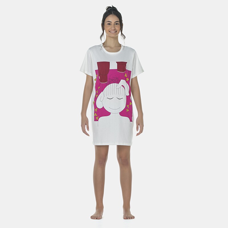 Camisão Feminino Adulto Manga Curta
