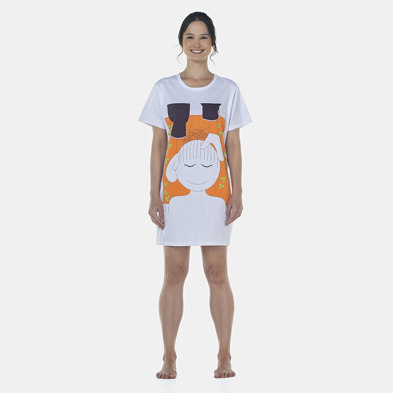 Camisão Feminino Adulto Manga Curta