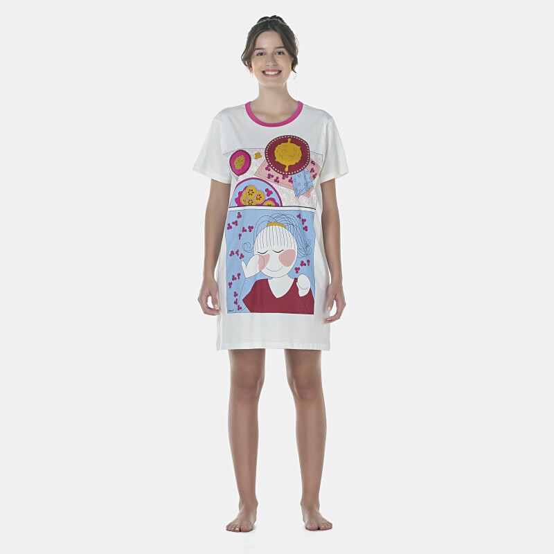 Camisão Feminino Adulto Manga Curta