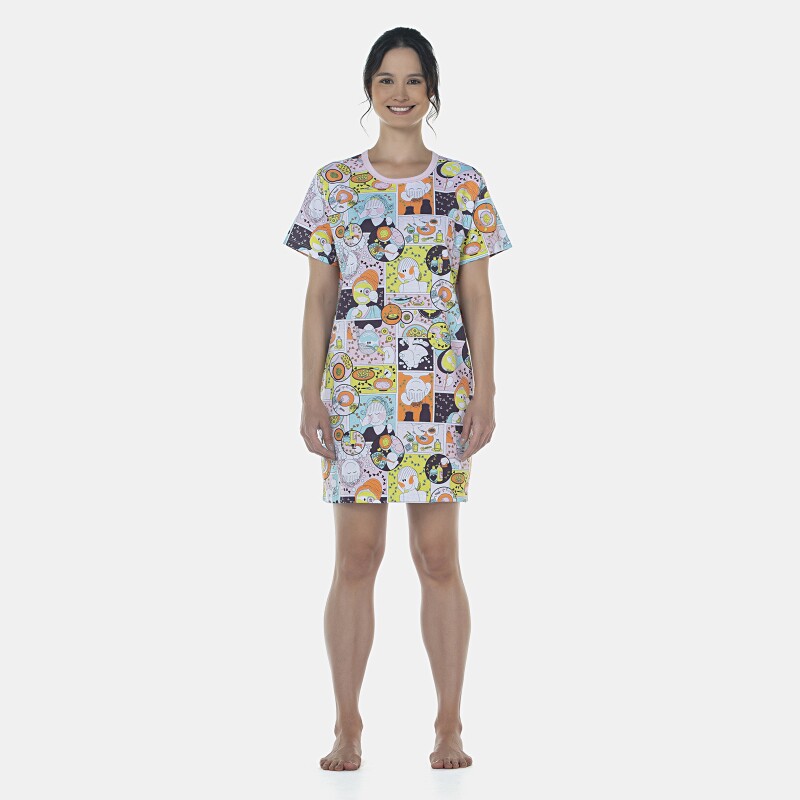 Camisão Feminino Adulto Manga Curta