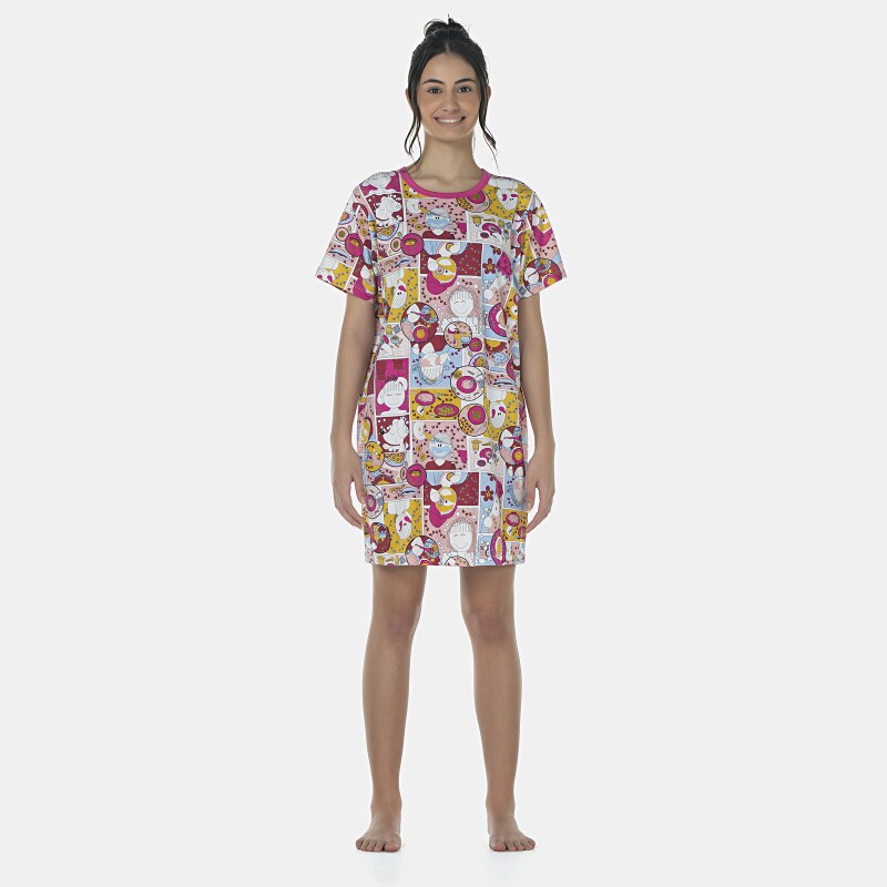 Camisão Feminino Adulto Manga Curta