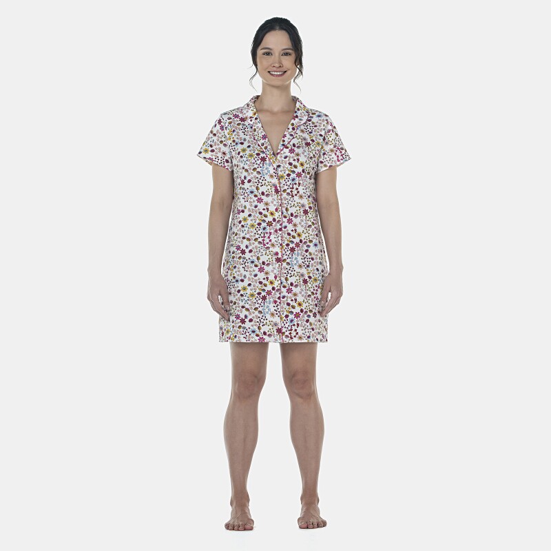 Camisão Feminino Adulto Manga Curta Aberto