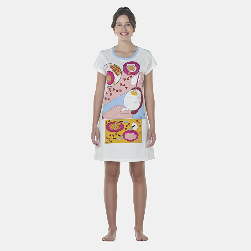 Camisão Feminino Adulto Manga Curta Acinturado