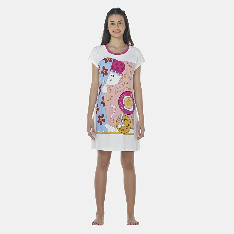 Camisão Feminino Adulto Manga Curta Acinturado
