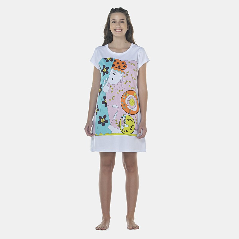 Camisão Feminino Adulto Manga Curta Acinturado