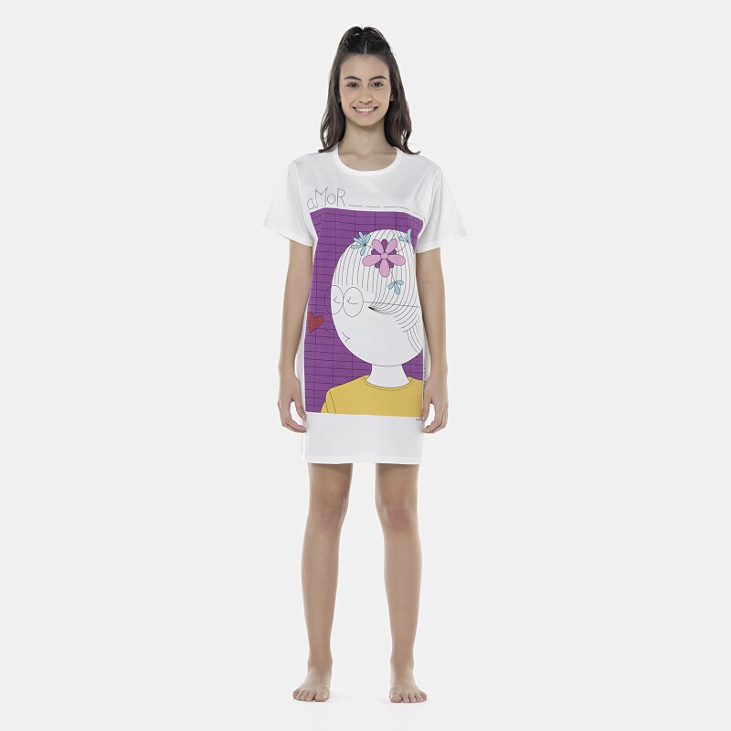 Camisão Feminino Adulto Manga Curta
