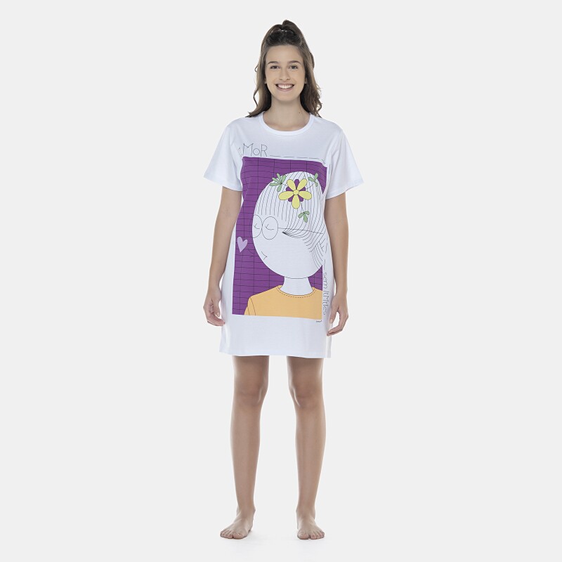 Camisão Feminino Adulto Manga Curta