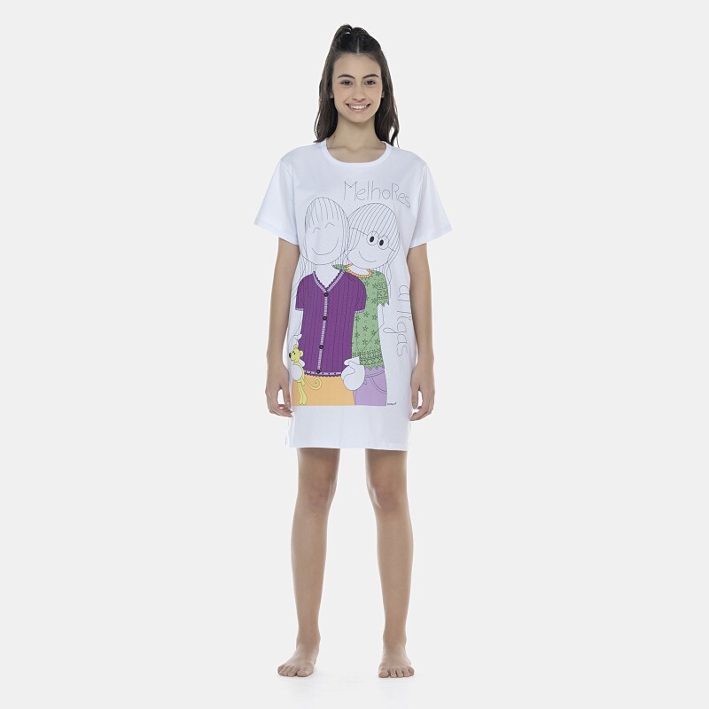 Camisão Feminino Adulto Manga Curta