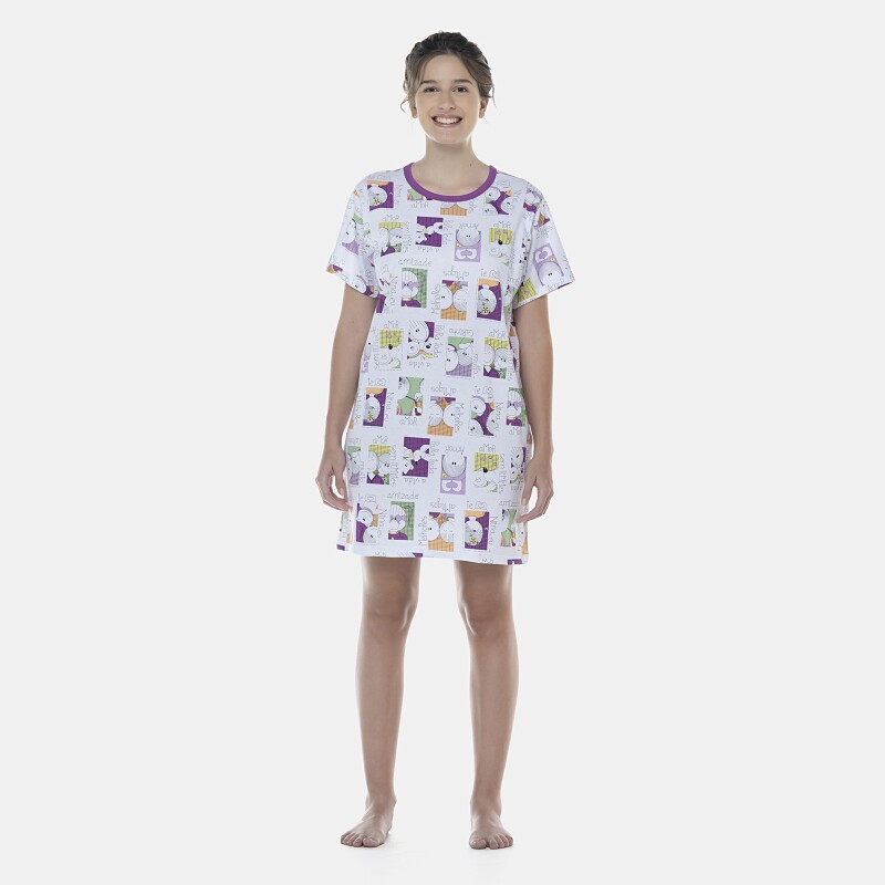 Camisão Feminino Adulto Manga Curta