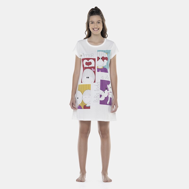 Camisão Feminino Adulto Manga Curta Acinturado