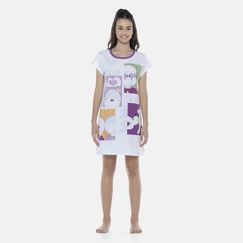 Camisão Feminino Adulto Manga Curta Acinturado