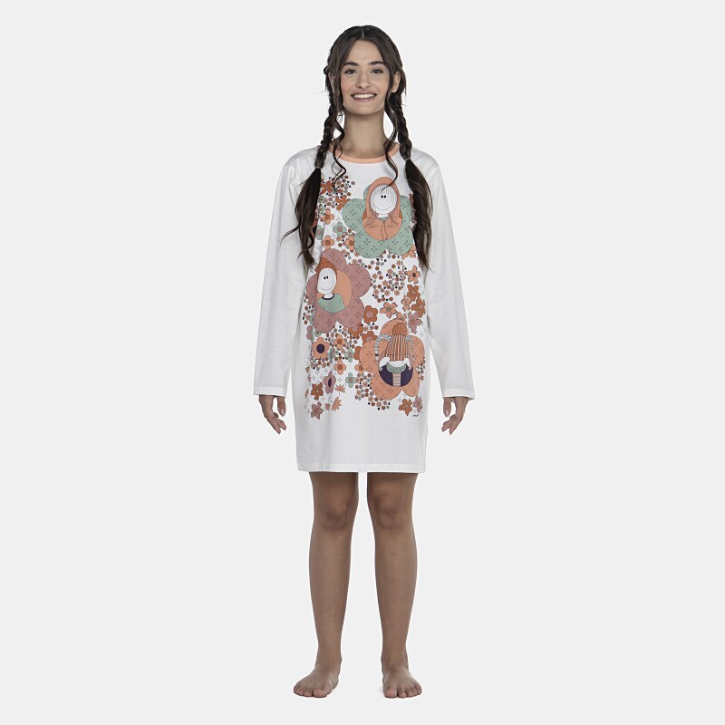 Camisão Feminino Adulto Manga Longa