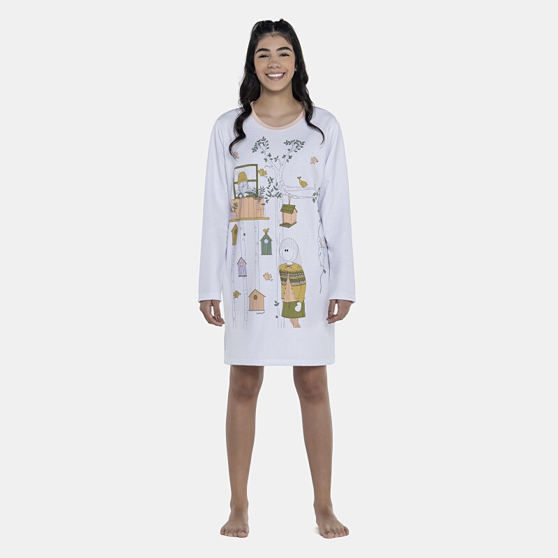 Camisão Feminino Adulto Manga Longa Moletinho